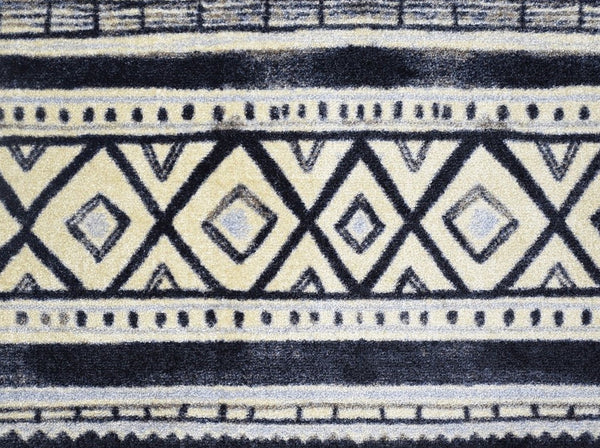 2' x 3' Black and Gray Modern Tribal Washable Floor Mat