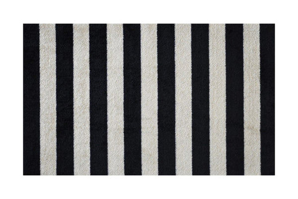 2' x 4' Black and Tan Wide Stripe Washable Floor Mat