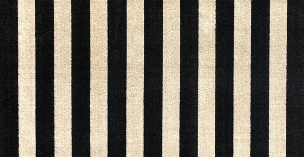 2' x 4' Black and Tan Wide Stripe Washable Floor Mat