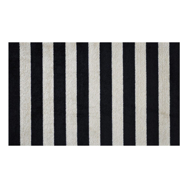 2' x 4' Black and Tan Wide Stripe Washable Floor Mat