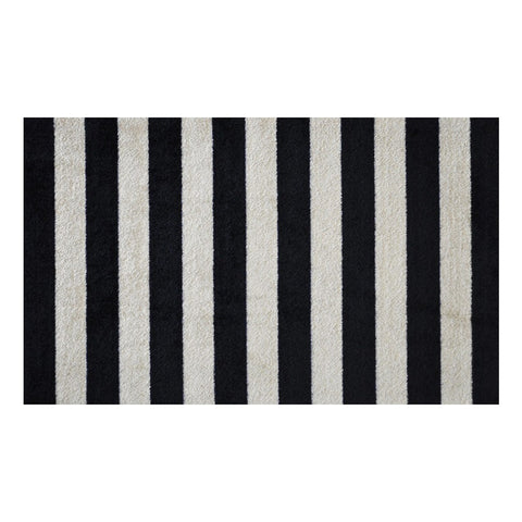 2' x 4' Black and Tan Wide Stripe Washable Floor Mat