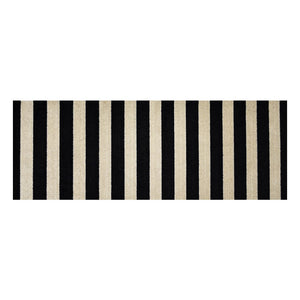 2' x 6' Black and Tan Wide Stripe Washable Runner Rug