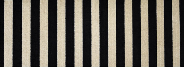 2' x 6' Black and Tan Wide Stripe Washable Runner Rug