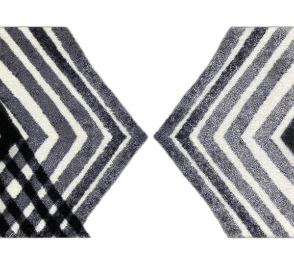 2' x 3' Black and Gray Abstract Arrow Washable Floor Mat