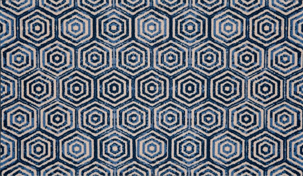 2' x 4' Shades of Blue Hexagons Washable Floor Mat