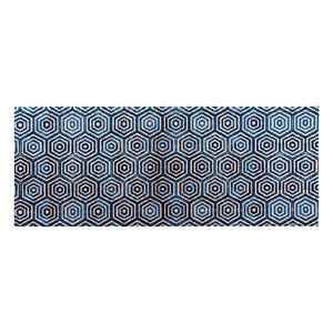 2' x 6' Shades of Blue Hexagons Washable Runner Rug