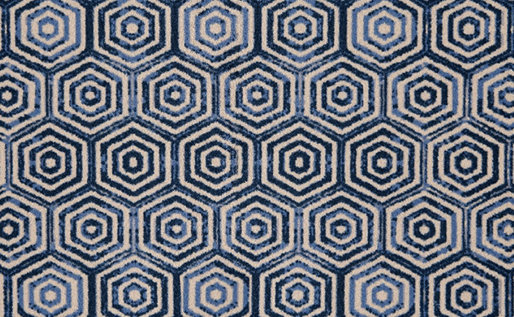 2' x 3' Shades of Blue Hexagons Washable Floor Mat