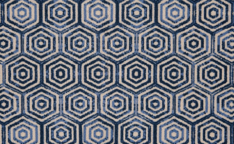 2' x 3' Shades of Blue Hexagons Washable Floor Mat