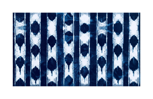 2' x 4' Shades of Blue Abstract Stripes Washable Floor Mat