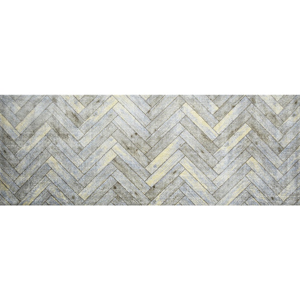 2' x 6' Rustic Gray Herringbone Washable Runner Rug