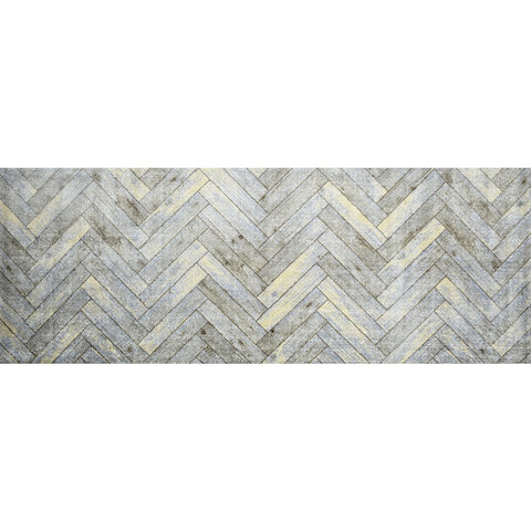 2' x 6' Rustic Gray Herringbone Washable Runner Rug