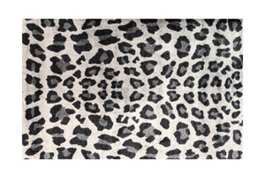 2' x 4' Black and Gray Cheetah Washable Floor Mat