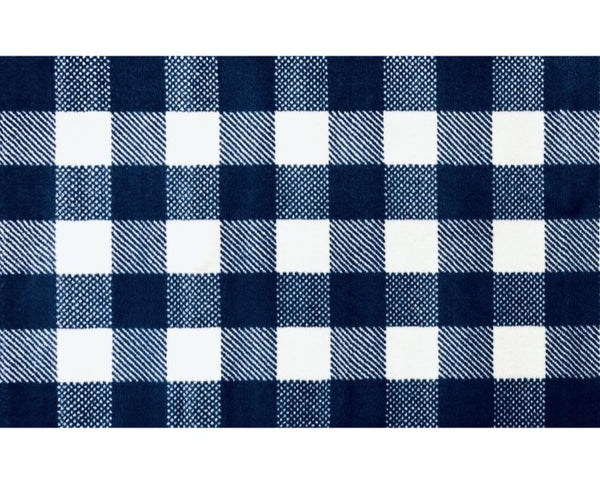 2' x 3' Navy and White Buffalo Plaid Washable Floor Mat