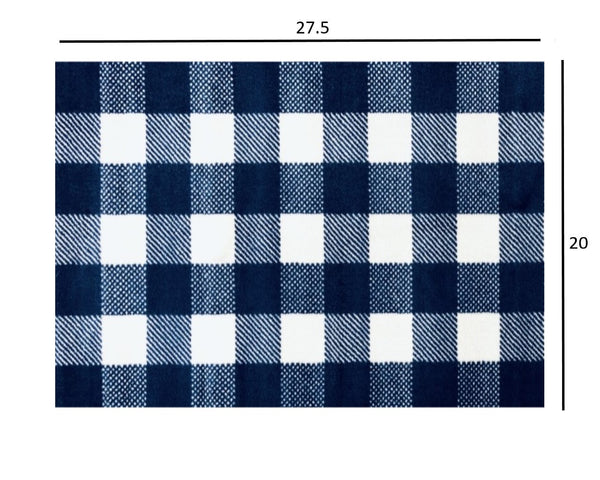 2' x 3' Navy and White Buffalo Plaid Washable Floor Mat