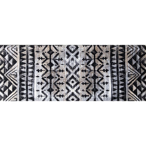 2' x 6' Black and Gray Aztec Washable Runner Rug