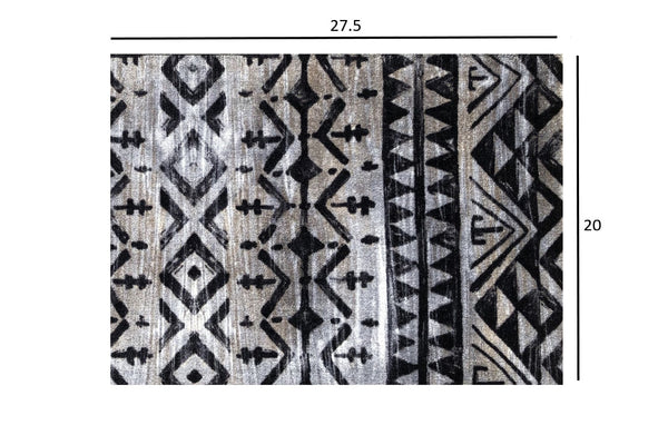 2' x 3' Black and Gray Aztec Washable Floor Mat