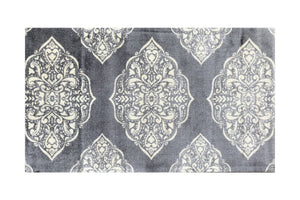 2' x 4' Gray and Ivory Scallop Medallion Washable Floor Mat