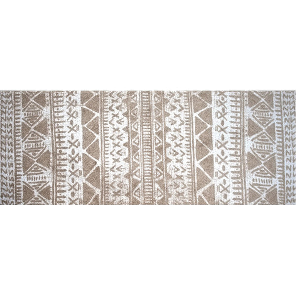 2' x 6' Sandy Tan and White Zigs and Zags Washable Runner Rug