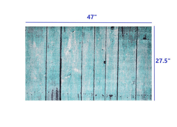 2' x 4' Rustic Teal and Gray Barn FloorWashable Floor Mat