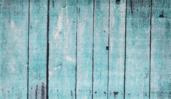 2' x 4' Rustic Teal and Gray Barn FloorWashable Floor Mat