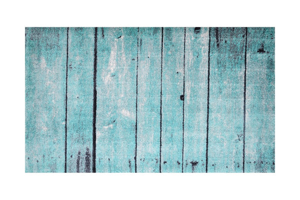 2' x 4' Rustic Teal and Gray Barn FloorWashable Floor Mat