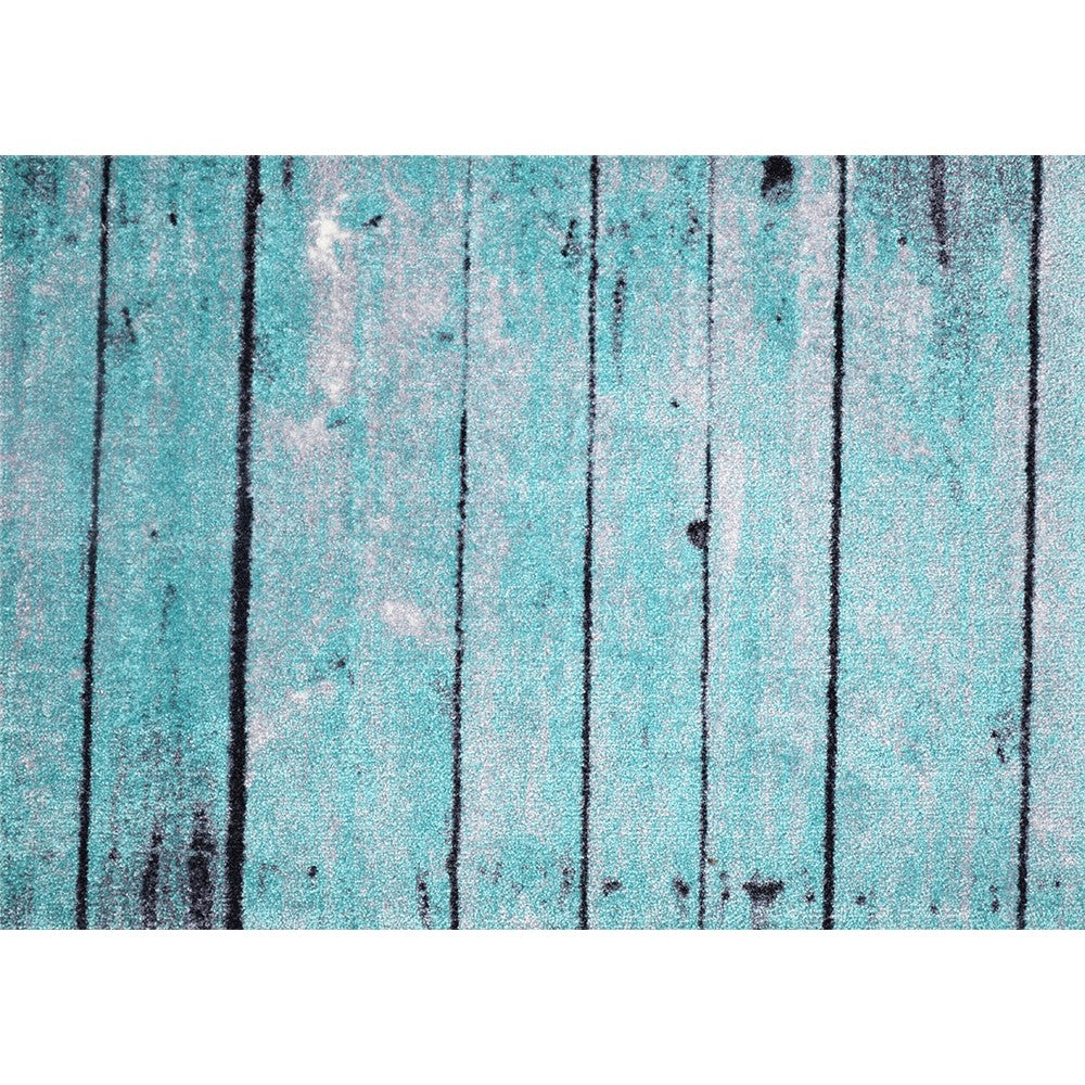 2' x 3' Rustic Teal and Gray Barn FloorWashable Floor Mat