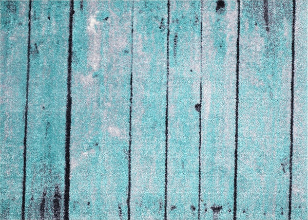 2' x 3' Rustic Teal and Gray Barn FloorWashable Floor Mat