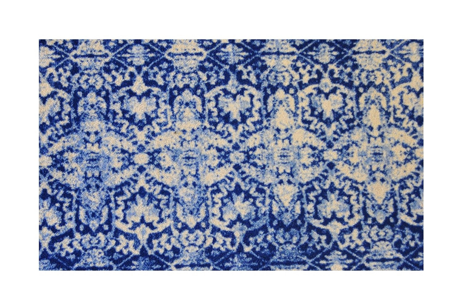 2' x 4' Shades of Blue Vintage Floral Washable Floor Mat