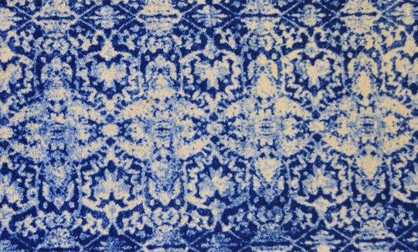 2' x 4' Shades of Blue Vintage Floral Washable Floor Mat