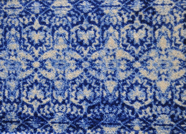 2' x 3' Shades of Blue Vintage Floral Washable Floor Mat