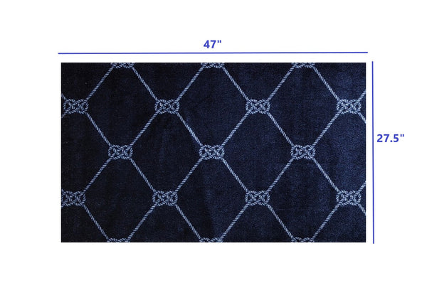 2' x 3' Navy Nautical Knots Washable Floor Mat