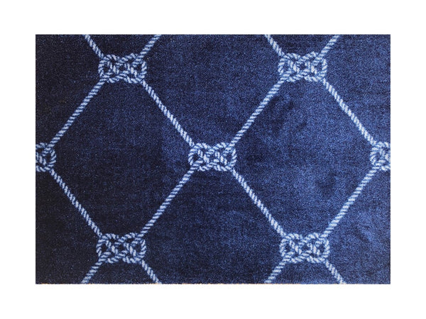 2' x 6' Blue and Taupe Tribal Washable Runner Rug