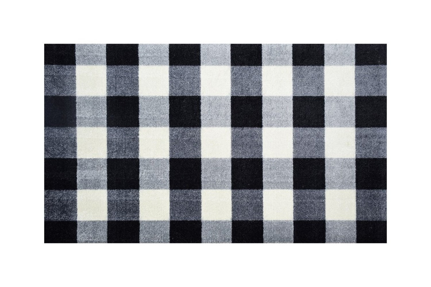 2' x 4' Black and White Buffalo Check Washable Floor Mat