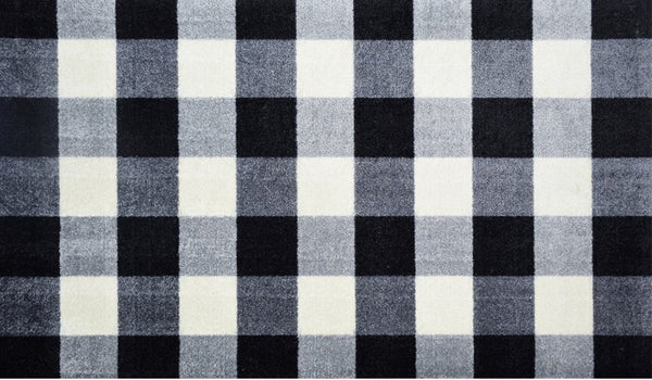 2' x 4' Black and White Buffalo Check Washable Floor Mat