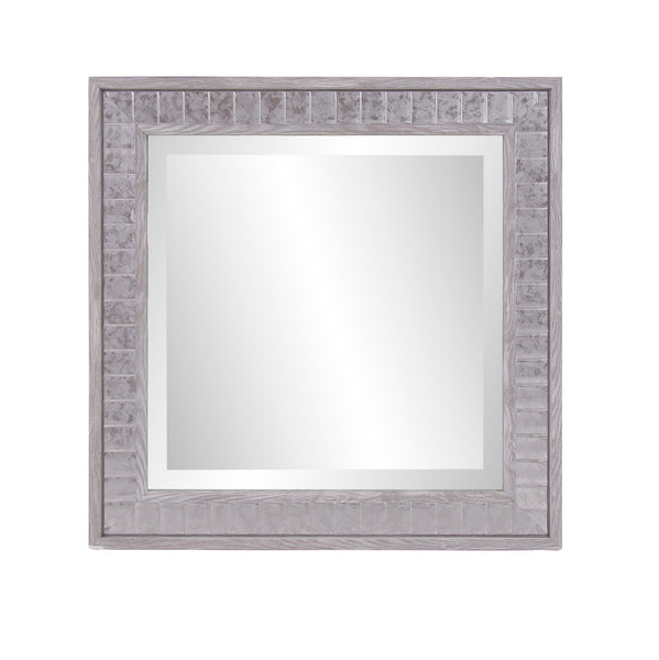 Warm Gray Faux Wood Square Mirror