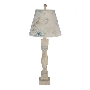 Rustic Pale Blue and Taupe Oversized Floral Table Lamp