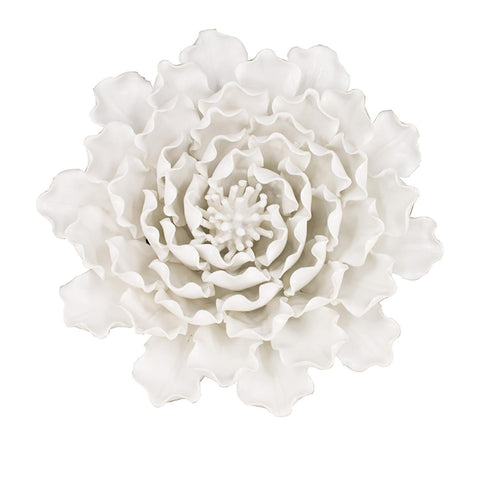 Cream Exaggerated 9" Ceramic Flower Wall Art