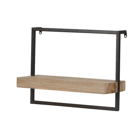 Minimalist Modern Natural and Black Wooden Wall Shelf