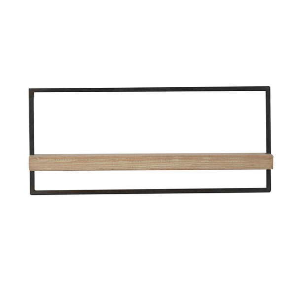 Minimal Rectangular Iron and Wood Wall Shelf