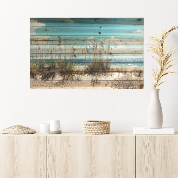 36" Ocean Sand Dunes Wood Plank Wall Art