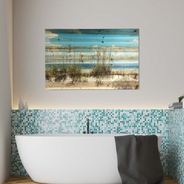 36" Ocean Sand Dunes Wood Plank Wall Art