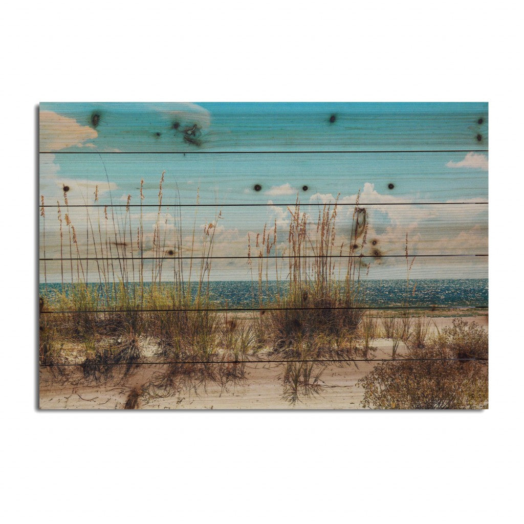 26" Ocean Sand Dunes Wood Plank Wall Art