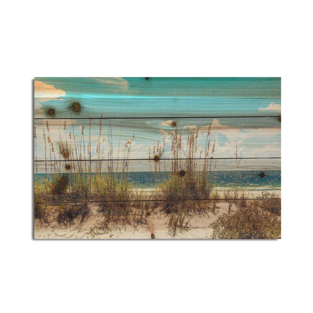 18" Ocean Sand Dunes Wood Plank Wall Art