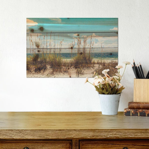 18" Ocean Sand Dunes Wood Plank Wall Art