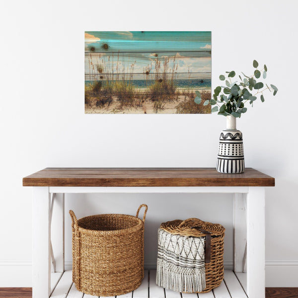 18" Ocean Sand Dunes Wood Plank Wall Art