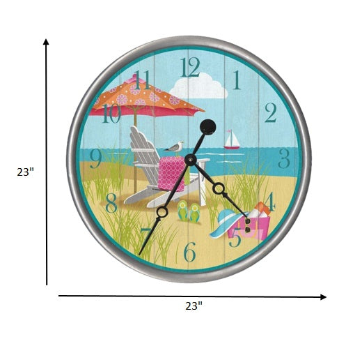 23" Vibrant Day at the Beach Wall Clock