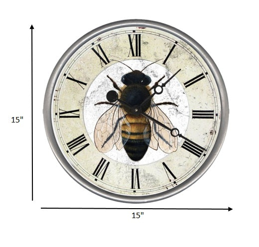 15" Vintage Rustic Bumbel Bee Wall Clock