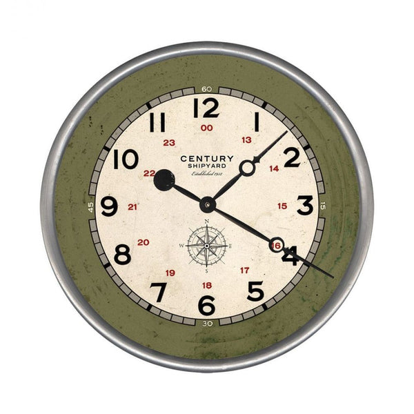 18" Rustic Century Shipyard Compass Wall Clock