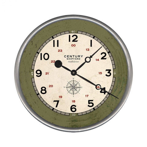 18" Rustic Century Shipyard Compass Wall Clock