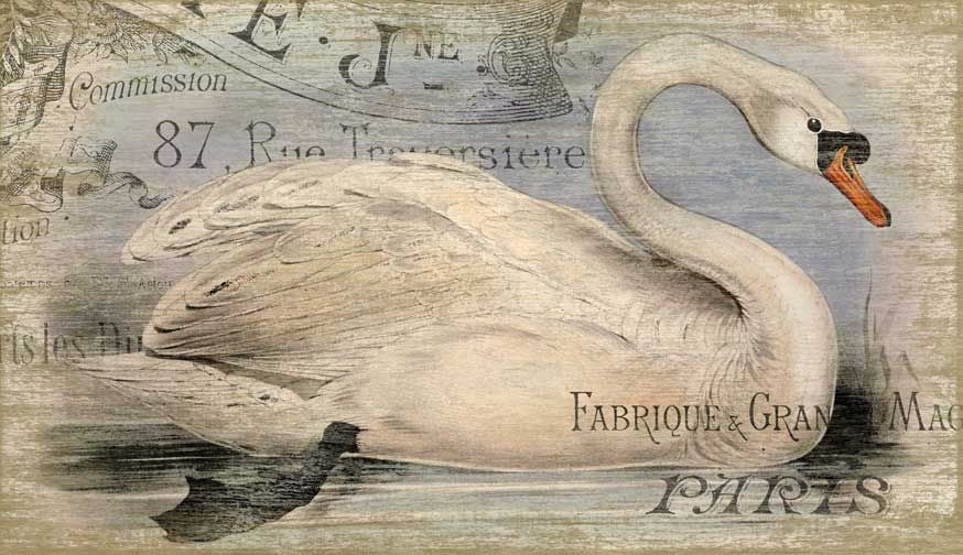 Vintage Look French Swan Large Wall Art